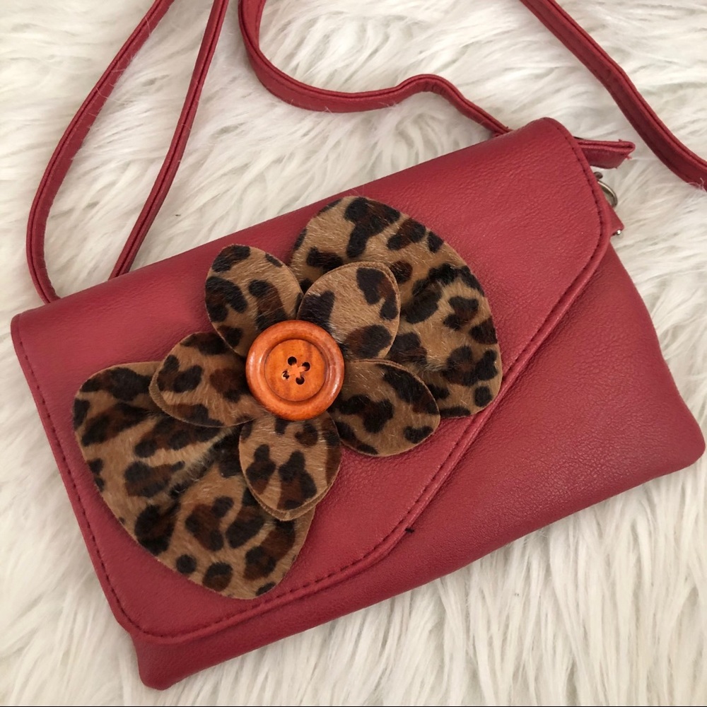 Sax burgundy crossbody flower purse